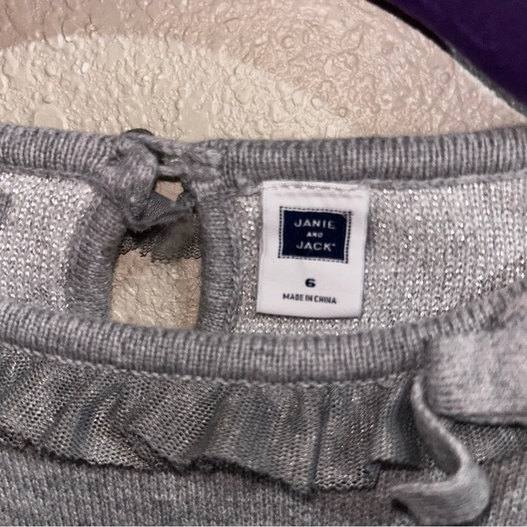 Janie and Jack Girls 6 Gray Polkadot Sweater Dress - Picture 2 of 2